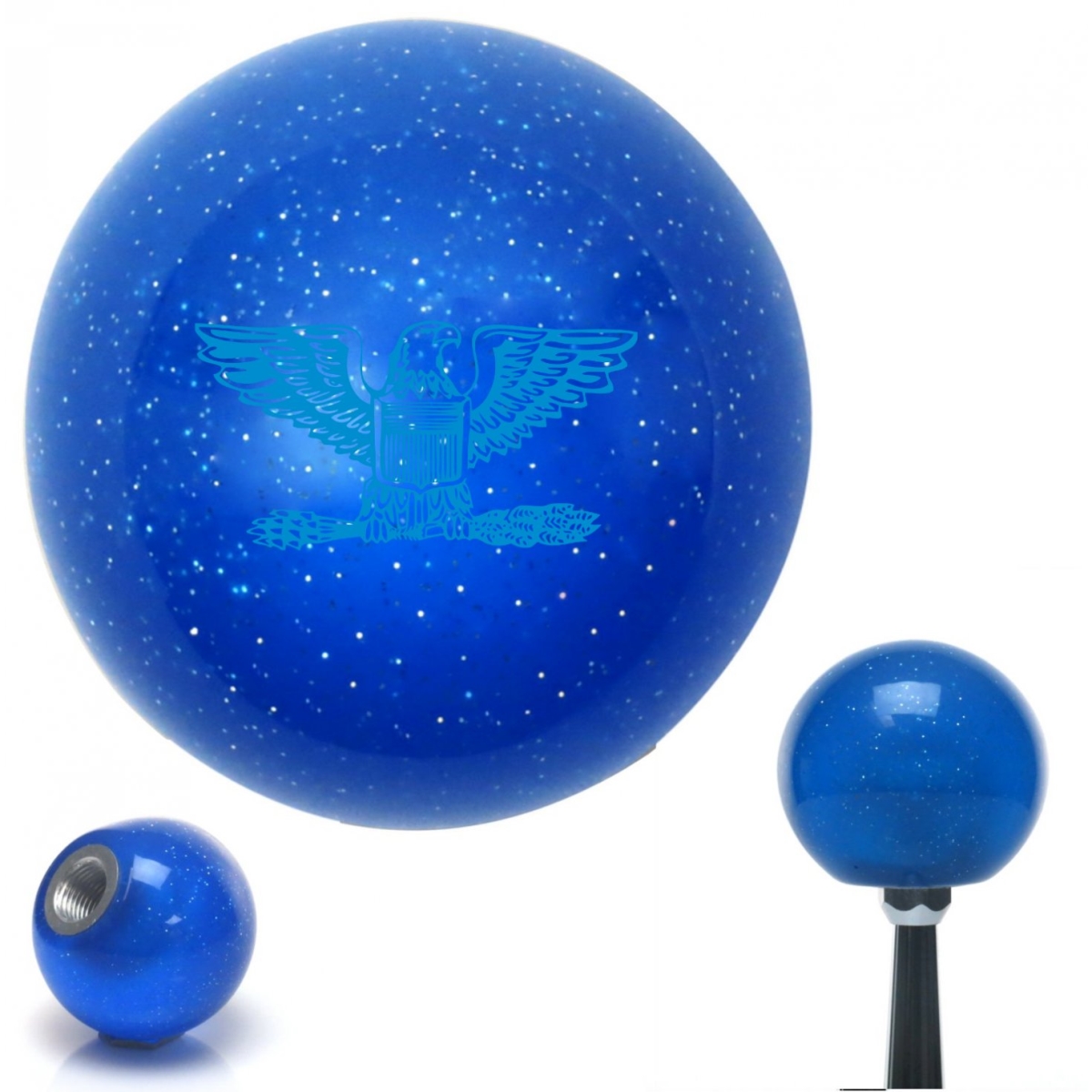 American Shifter 26249 Blue Coast Guard Captain Eagle Blue Metal Flake Shift Knob with M16 x 1.5 Insert