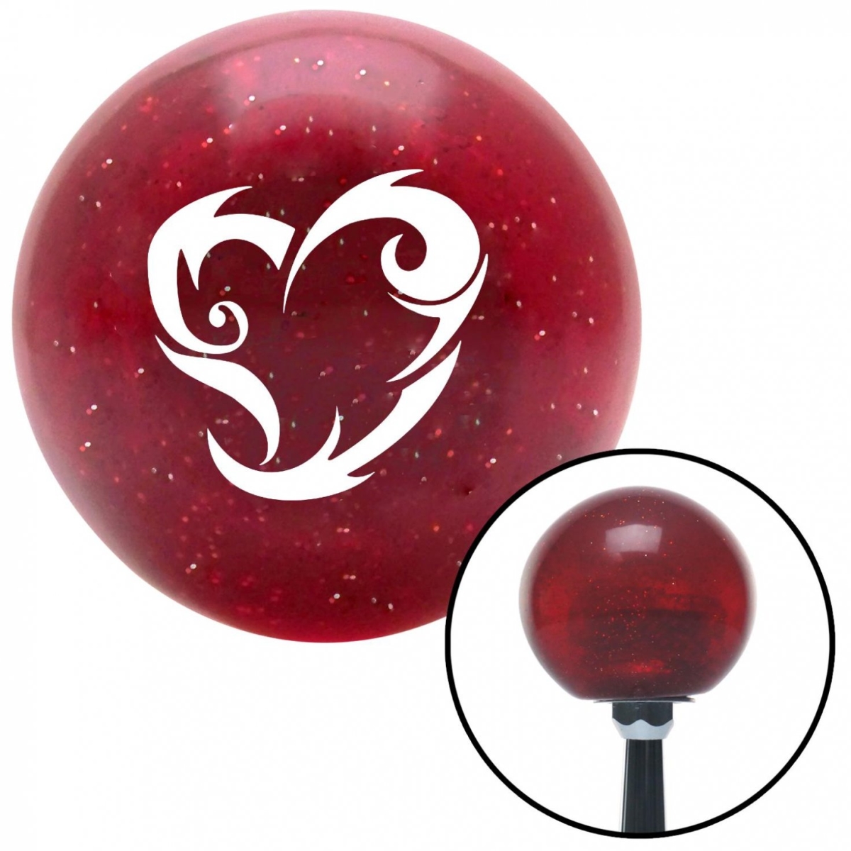 American Shifter 50971 White Scroll Art Heart Red Metal Flake Shift Knob with M16 x 1.5 Insert Shifter