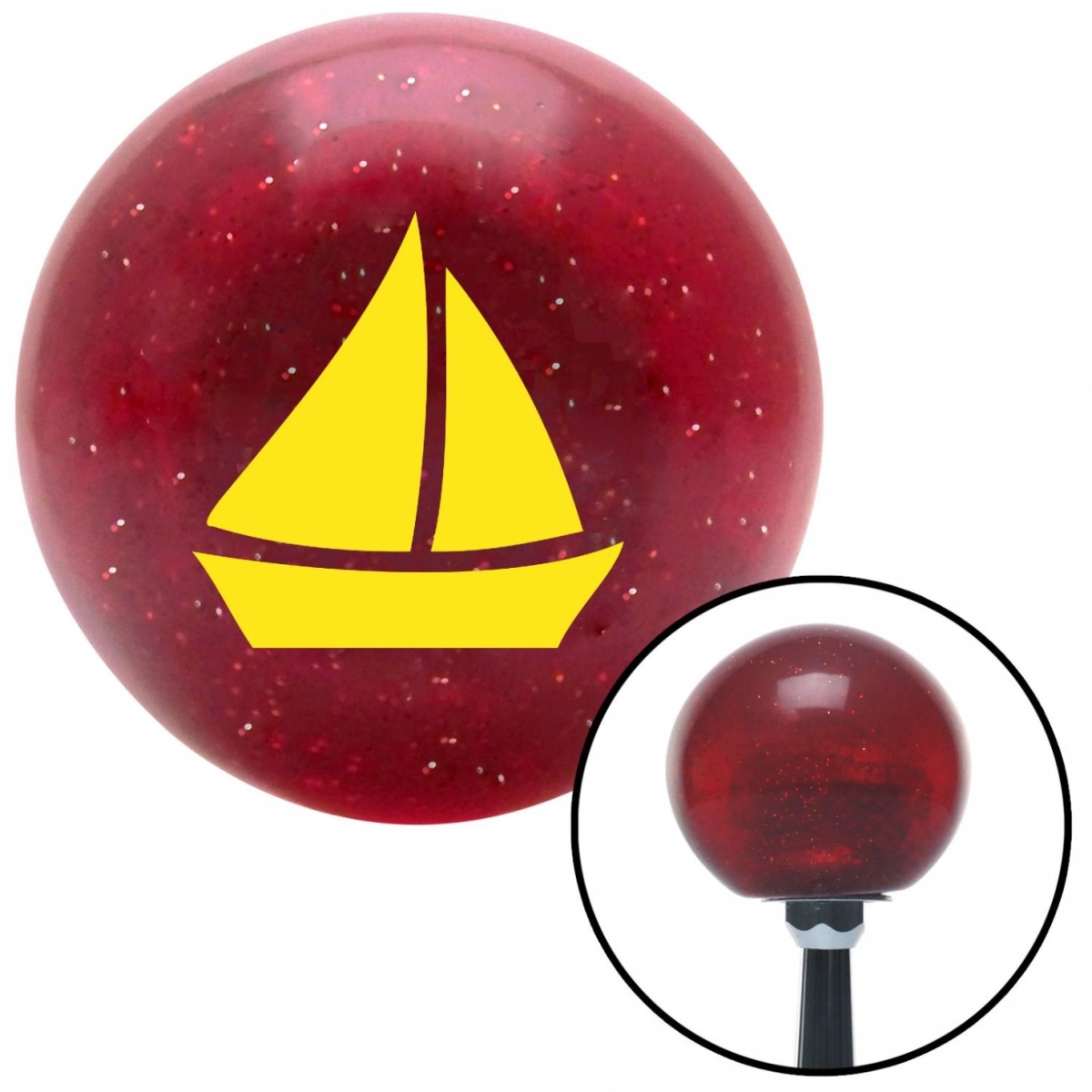 American Shifter 57103 Yellow Sail Boat No.2 Red Metal Flake Shift Knob with M16 x 1.5 Insert Shifter Auto