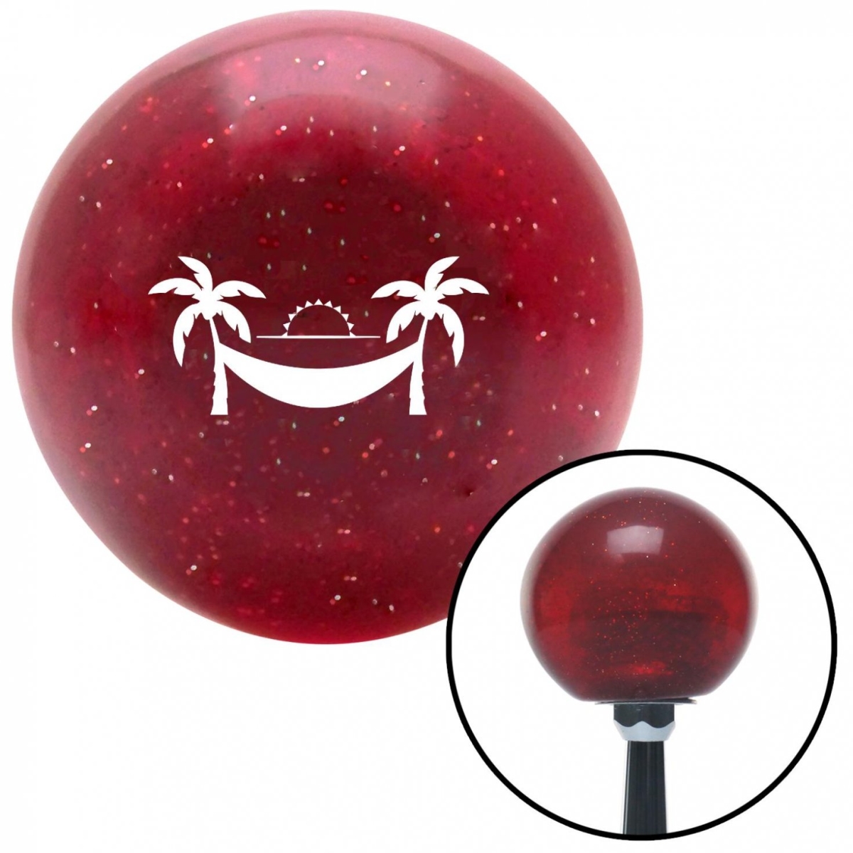 American Shifter 57110 White Hammock Scene Red Metal Flake Shift Knob with M16 x 1.5 Insert Shifter Auto