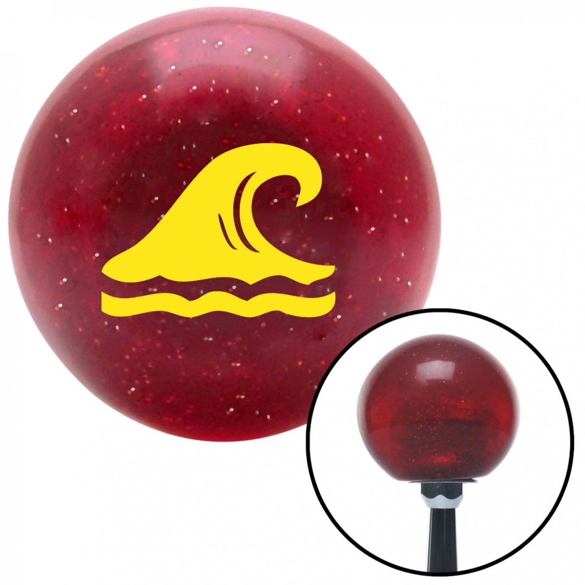 American Shifter 57352 Yellow Hawaiian Waves No.2 Red Metal Flake Shift Knob with M16 x 1.5 Insert Shifter