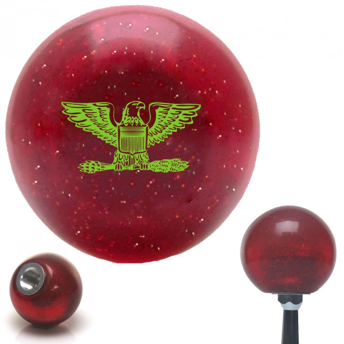 American Shifter 58163 Green Coast Guard Captain Eagle Red Metal Flake Shift Knob with M16 x 1.5 Insert