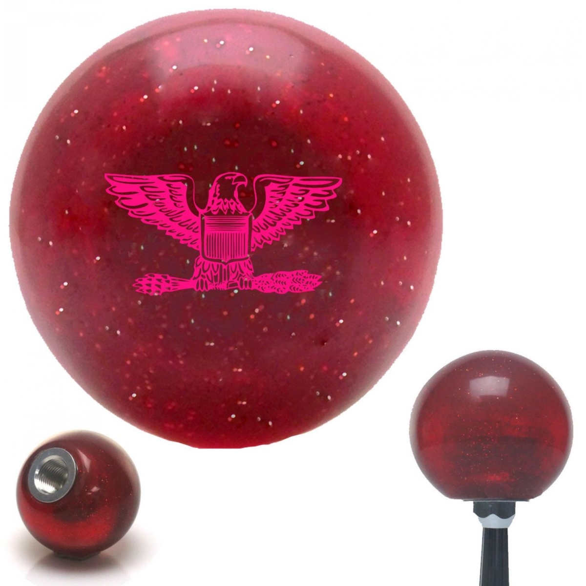 American Shifter 58165 Pink Coast Guard Captain Eagle Red Metal Flake Shift Knob with M16 x 1.5 Insert