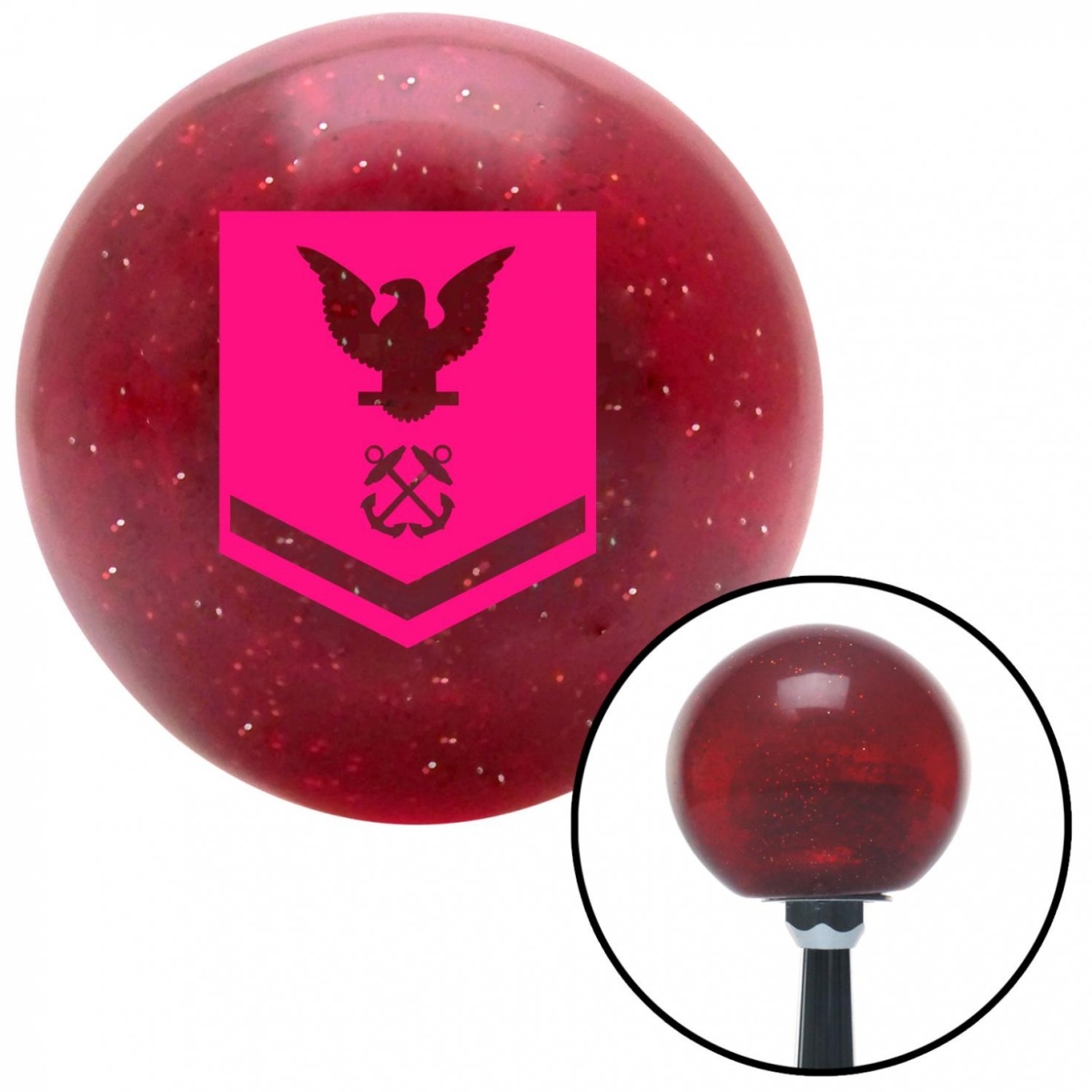 American Shifter 58137 Pink Petty Officer Third Class Red Metal Flake Shift Knob with M16 x 1.5 Insert
