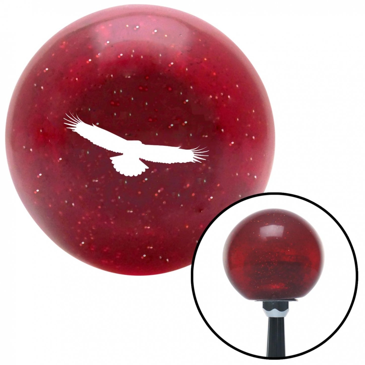 American Shifter 58463 White Eagle Red Metal Flake Shift Knob with M16 x 1.5 Insert Shifter Auto Manual