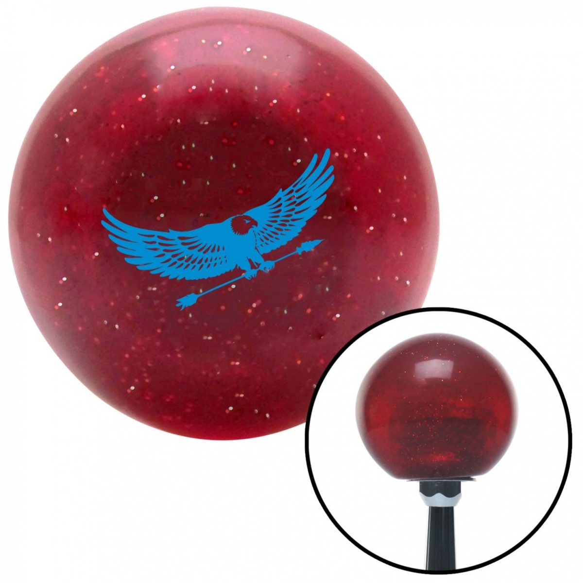 American Shifter 58466 Blue Eagle with Arrow Red Metal Flake Shift Knob with M16 x 1.5 Insert Shifter Auto