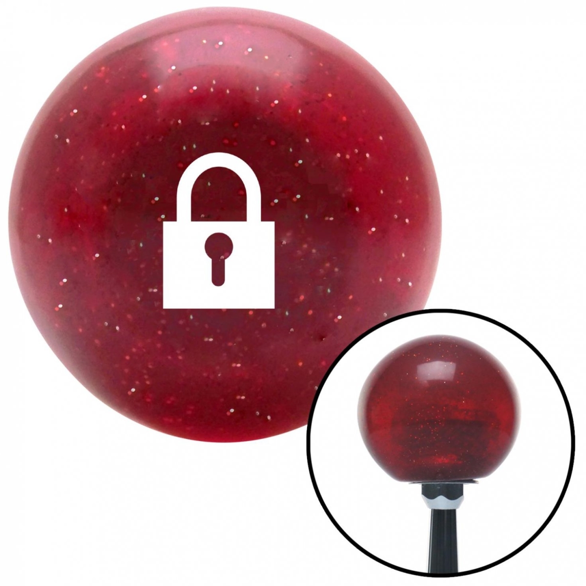 American Shifter 55932 White Locked Lock Red Metal Flake Shift Knob with M16 x 1.5 Insert Shifter Auto