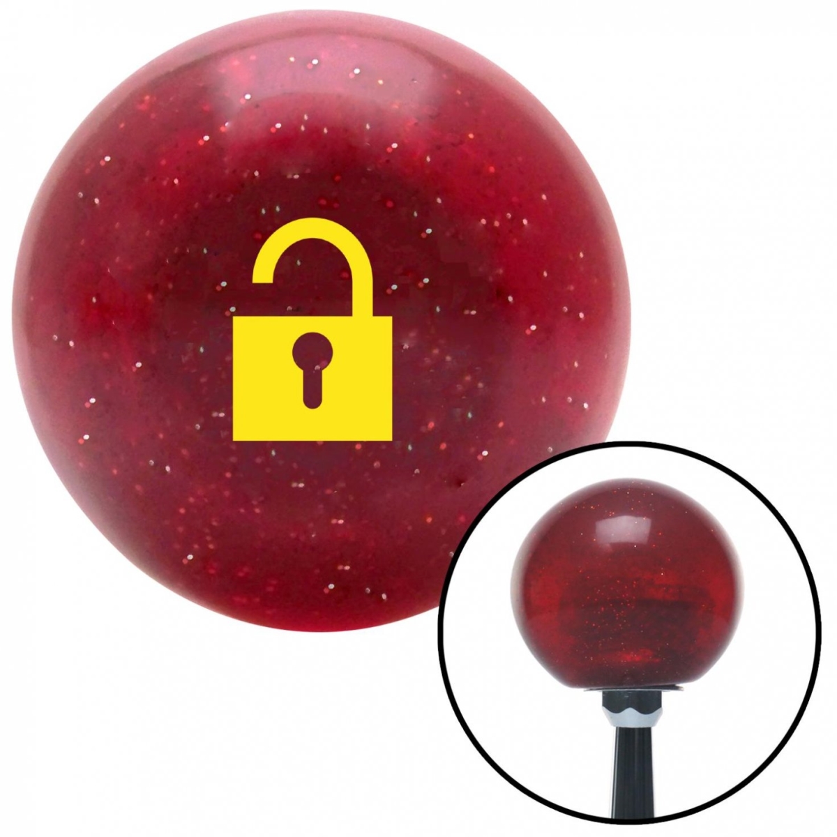 American Shifter 55946 Yellow Unlocked Lock Red Metal Flake Shift Knob with M16 x 1.5 Insert Shifter Auto