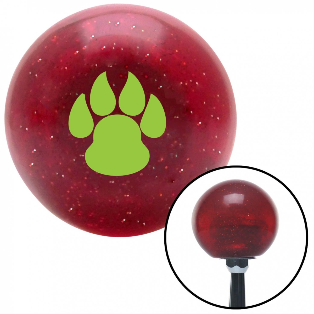 American Shifter 58920 Green Pawprint Sharp Red Metal Flake Shift Knob with M16 x 1.5 Insert Shifter Auto