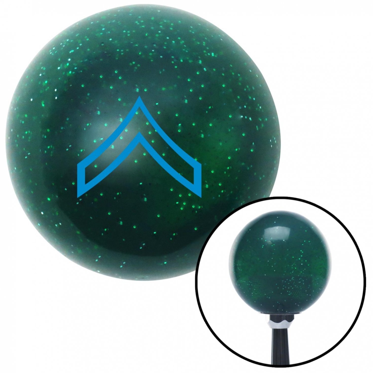 American Shifter 60172 Blue 01 Private First Class Green Metal Flake Shift Knob with M16 x 1.5 Insert Auto