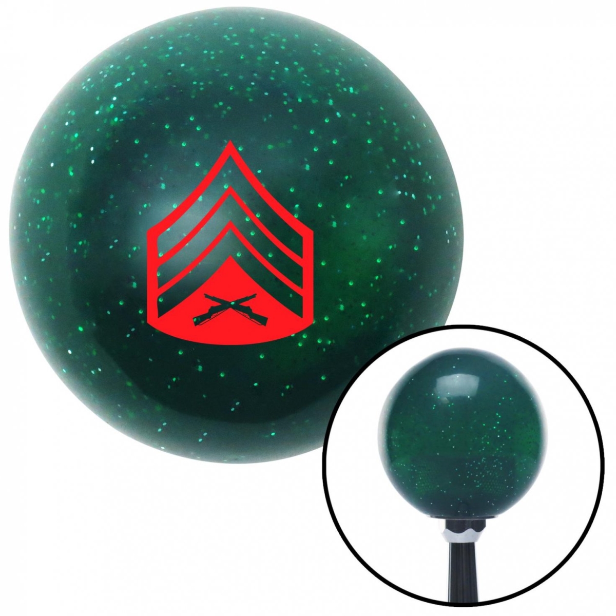 American Shifter 60204 Red 04 Sergeant Green Metal Flake Shift Knob with M16 x 1.5 Insert Shifter Auto