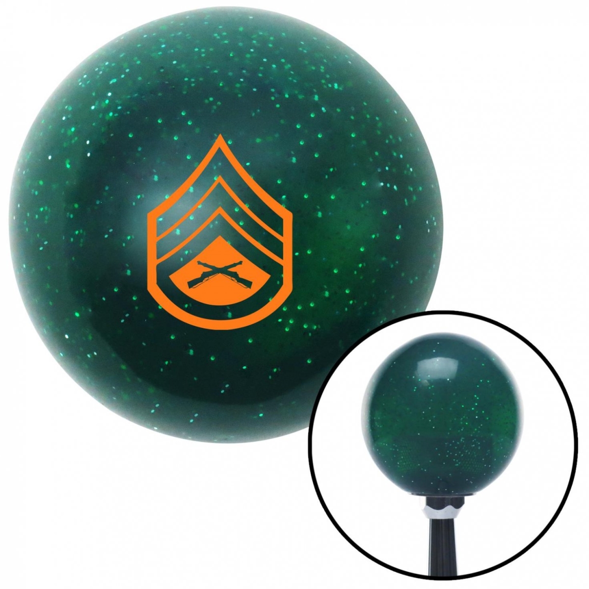 American Shifter 60211 Orange 05 Staff Sergeant Green Metal Flake Shift Knob with M16 x 1.5 Insert Shifter