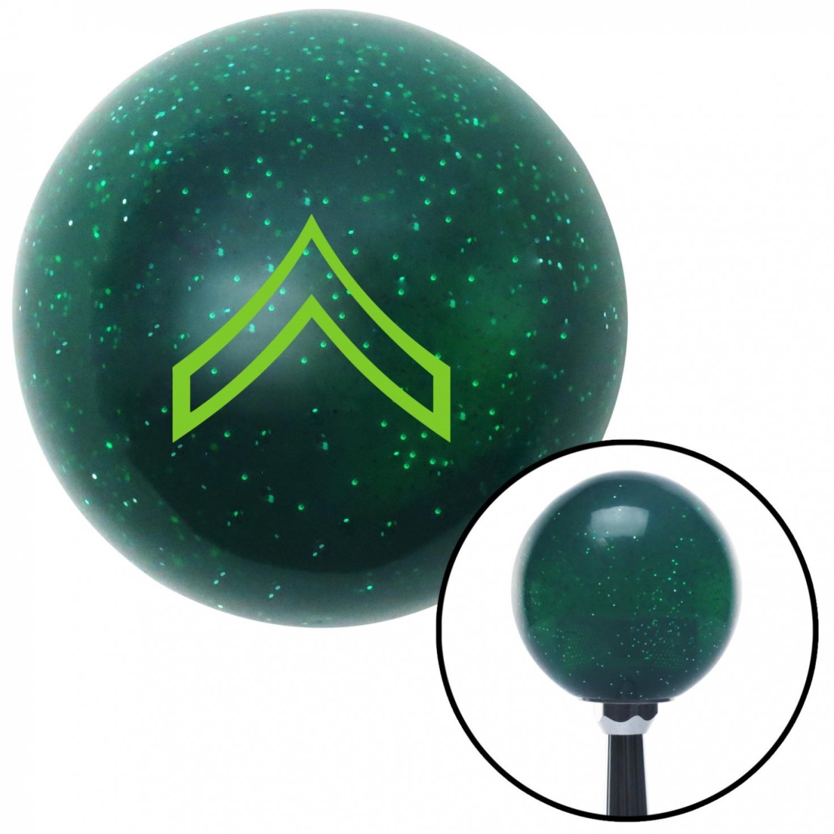 American Shifter 60174 Green 01 Private First Class Green Metal Flake Shift Knob with M16 x 1.5 Insert