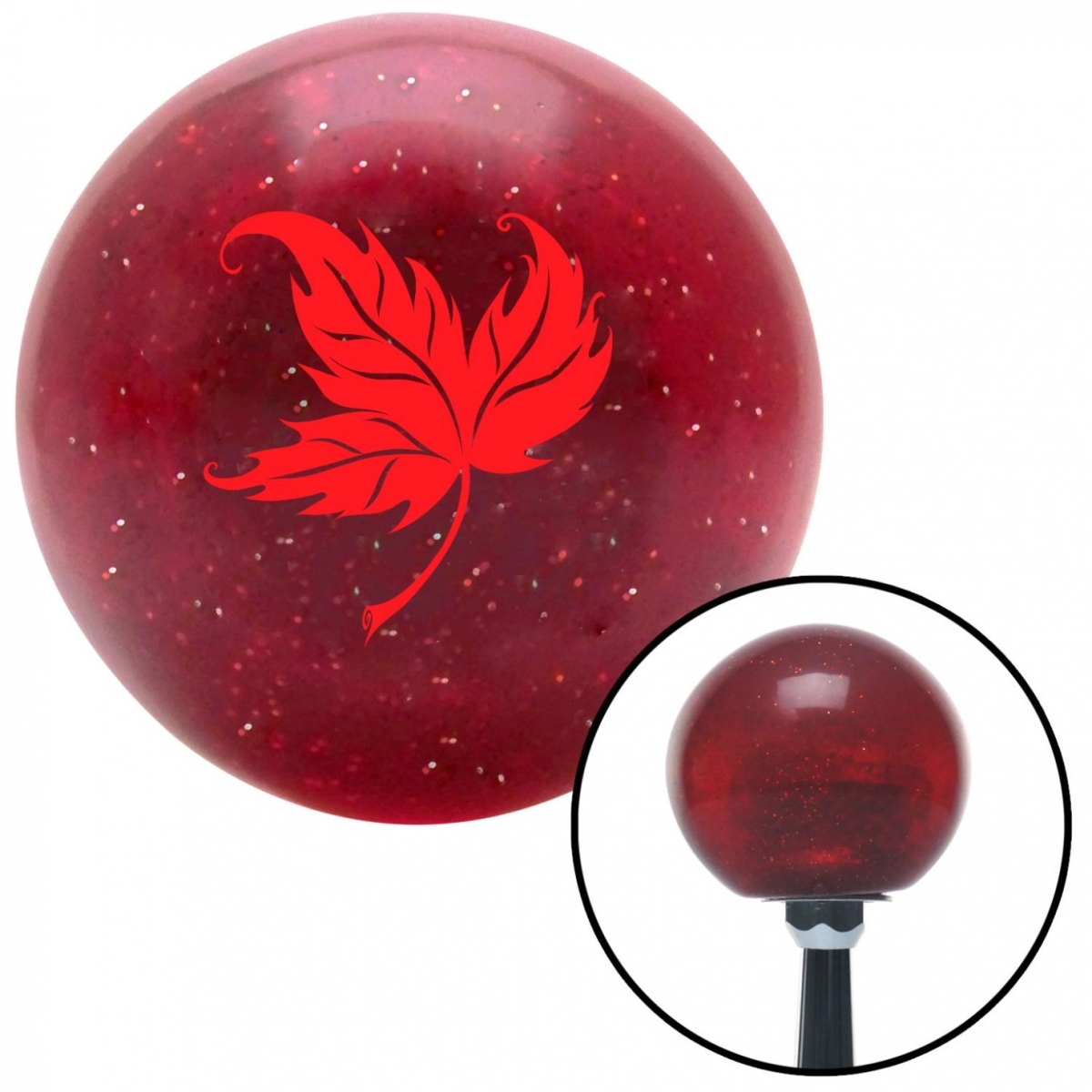 American Shifter 53984 Red Falling Leaf Red Metal Flake Shift Knob with M16 x 1.5 Insert Shifter Auto Brody