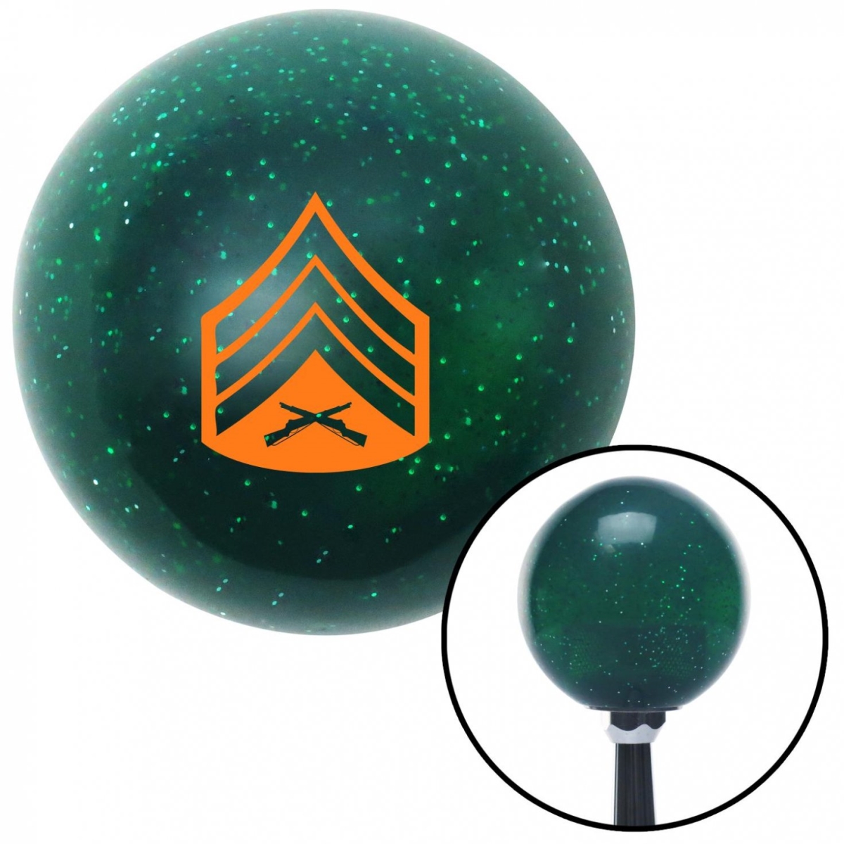 American Shifter 60202 Orange 04 Sergeant Green Metal Flake Shift Knob with M16 x 1.5 Insert Shifter Auto