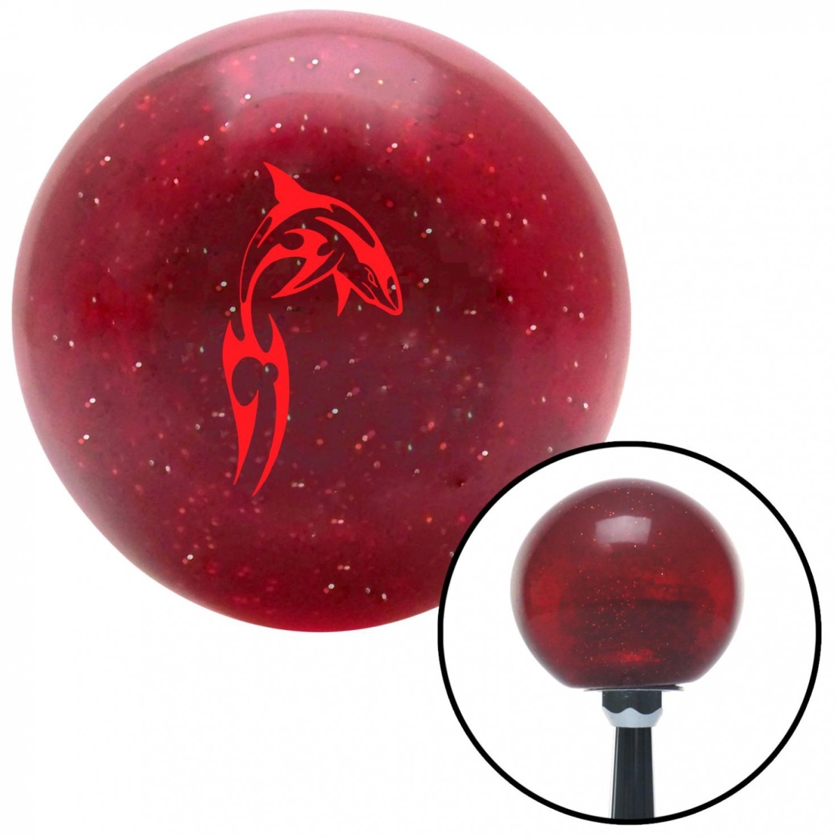 American Shifter 57737 Red Abstract Shark Red Metal Flake Shift Knob with M16 x 1.5 Insert Shifter Auto