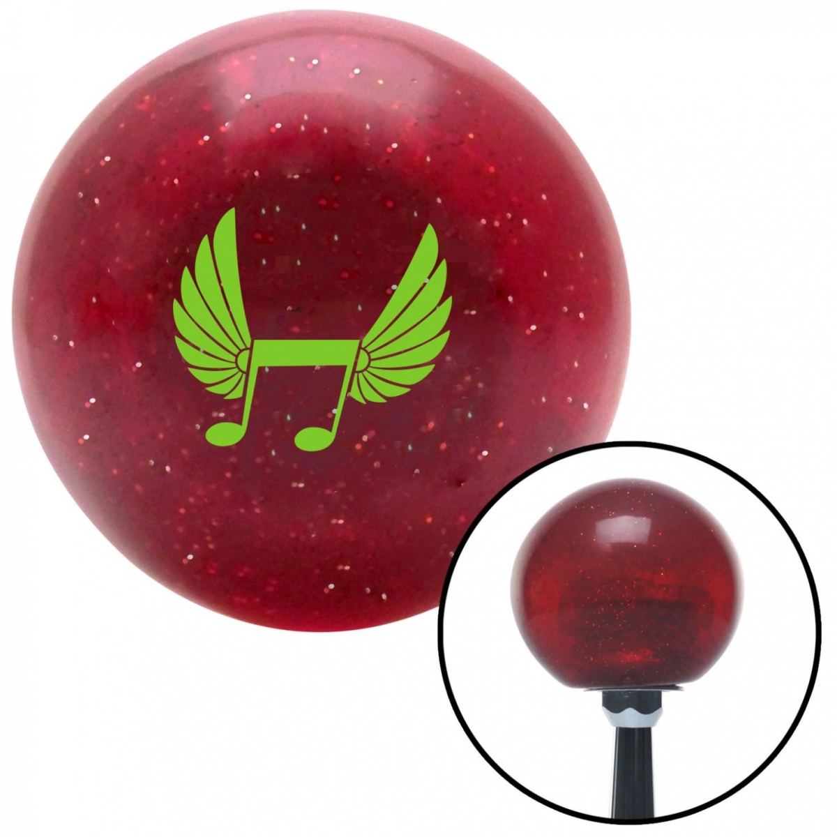 American Shifter 53800 Green Musical Note with Wings Red Metal Flake Shift Knob with M16 x 1.5 Insert Auto