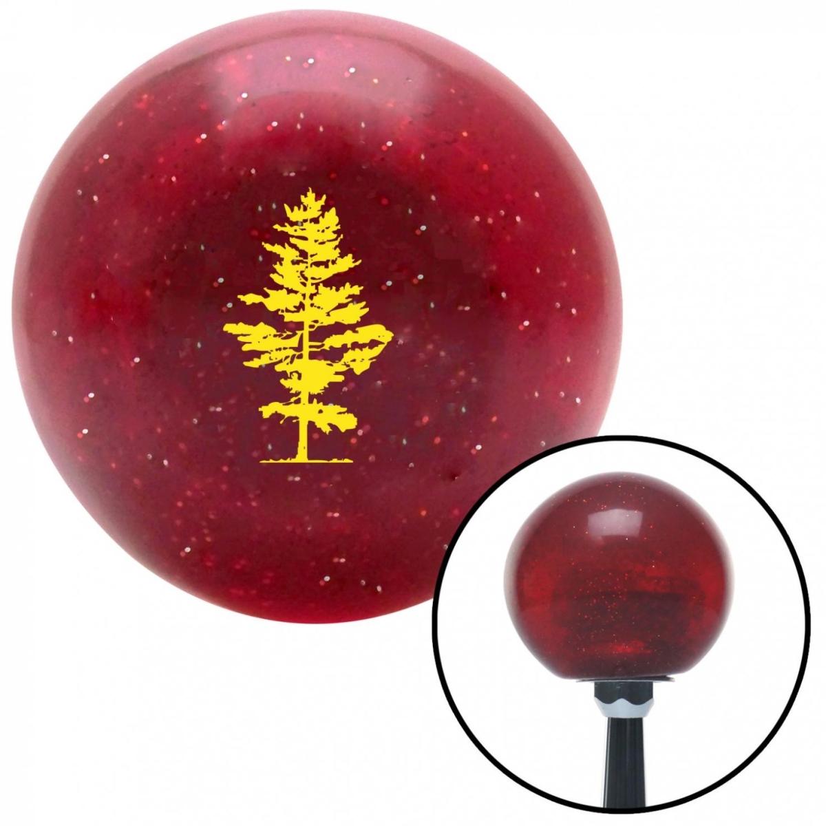 American Shifter 54218 Yellow Evergreen Tree Red Metal Flake Shift Knob with M16 x 1.5 Insert Shifter Auto