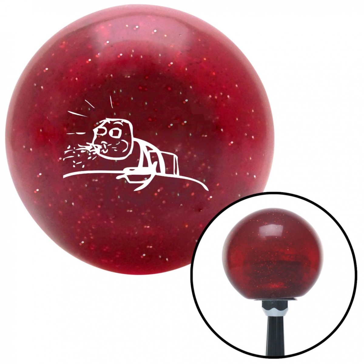 American Shifter 53299 White Guy Cereal Spitting Red Metal Flake Shift Knob with M16 x 1.5 Insert Shifter