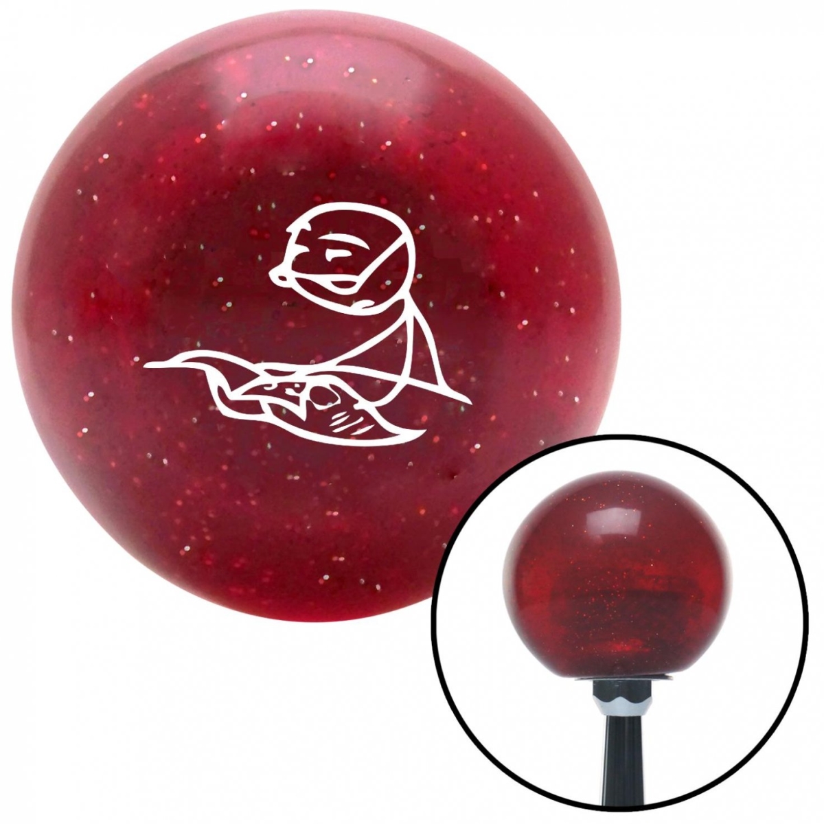 American Shifter 53468 White  spaper Guy Red Metal Flake Shift Knob with M16 x 1.5 Insert Shifter Auto