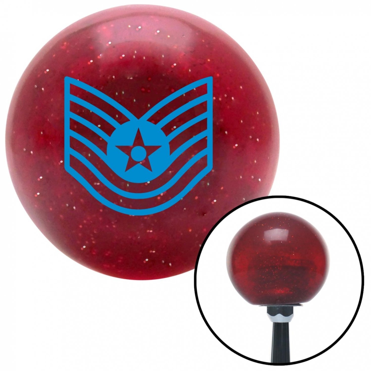 American Shifter 53616 Blue Technical Sergeant Red Metal Flake Shift Knob with M16 x 1.5 Insert Shifter