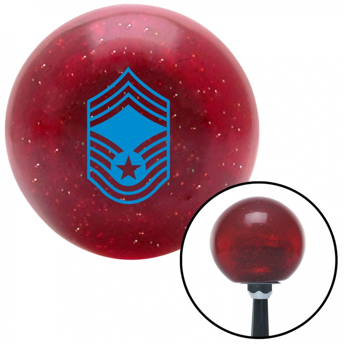 American Shifter 53648 Blue Chief Master Sergeant Red Metal Flake Shift Knob with M16 x 1.5 Insert Shifter