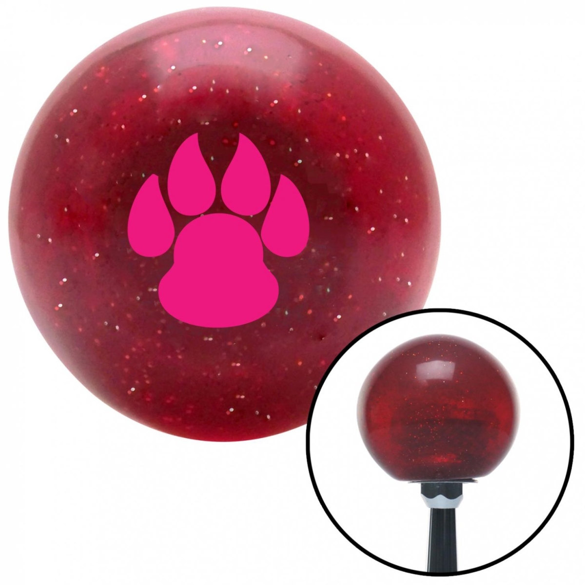 American Shifter 58924 Pink Pawprint Sharp Red Metal Flake Shift Knob with M16 x 1.5 Insert Shifter Auto