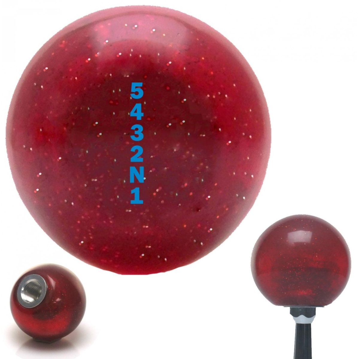 American Shifter 59956 Blue 5432N1 Shift Pattern Red Metal Flake Shift Knob with M16 x 1.5 Insert Shifter