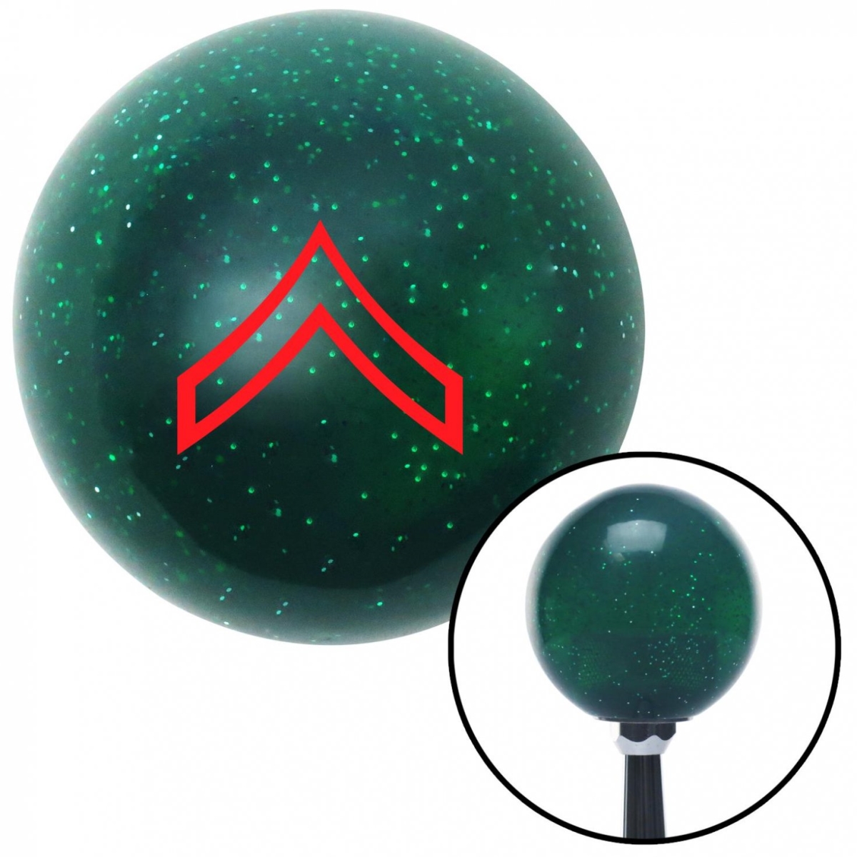American Shifter 60177 Red 01 Private First Class Green Metal Flake Shift Knob with M16 x 1.5 Insert Auto