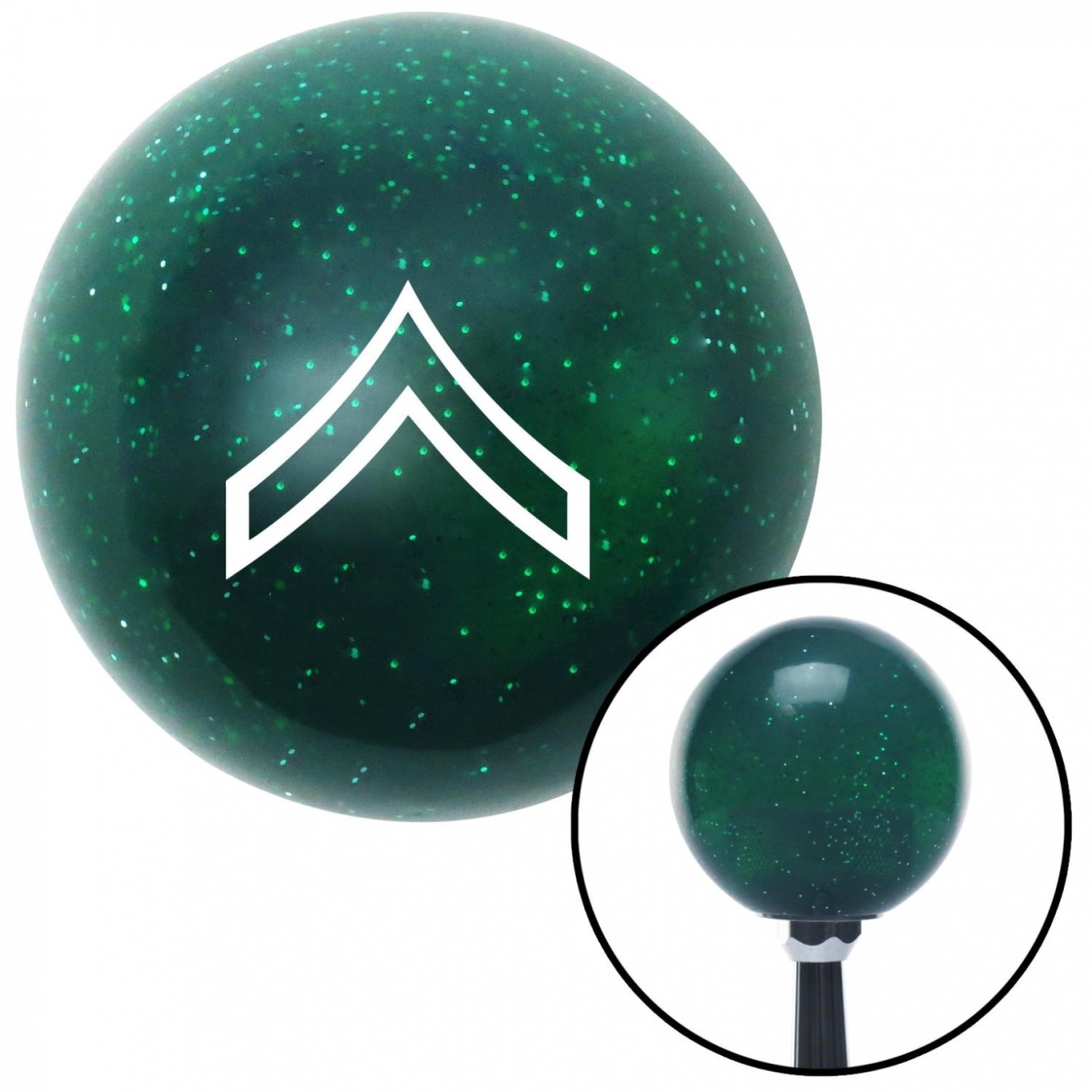 American Shifter 60178 White 01 Private First Class Green Metal Flake Shift Knob with M16 x 1.5 Insert