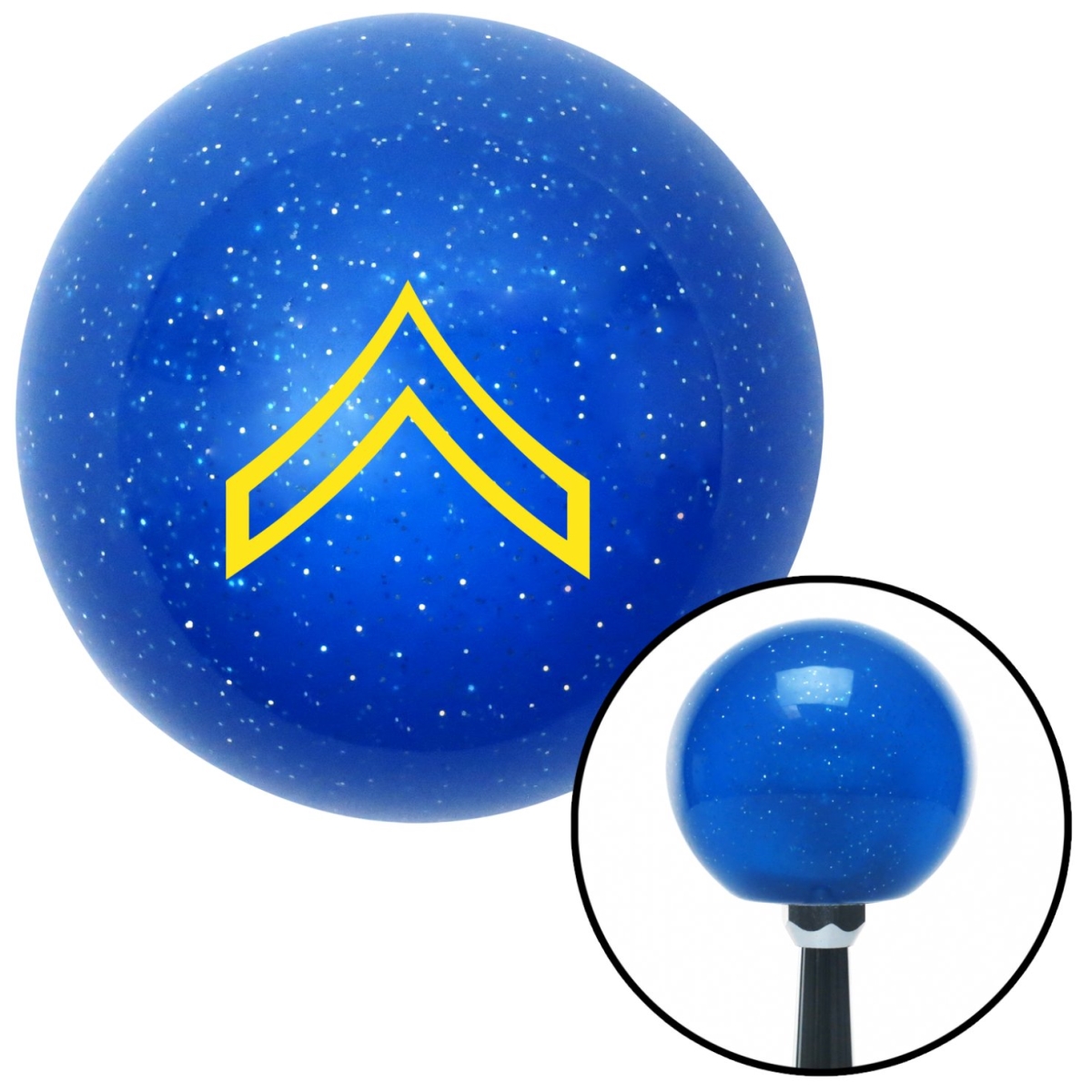 American Shifter 26320 Yellow 01 Private First Class Blue Metal Flake Shift Knob with M16 x 1.5 Insert