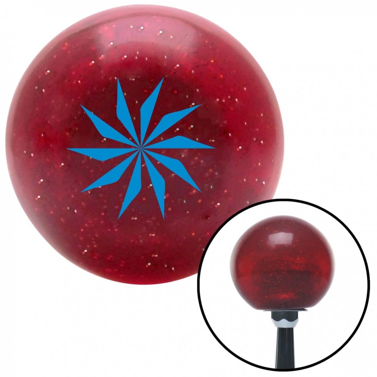 American Shifter 50758 Blue Sharp Spinning Fan Blades Red Metal Flake Shift Knob with M16 x 1.5 Insert