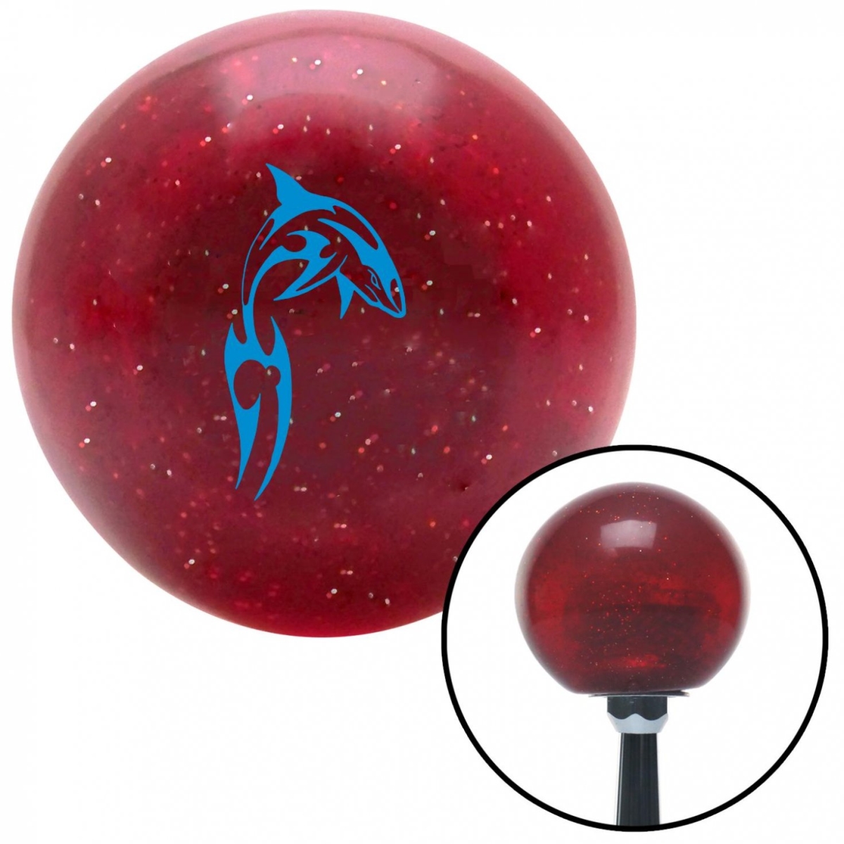 American Shifter 57733 Blue Abstract Shark Red Metal Flake Shift Knob with M16 x 1.5 Insert Shifter Auto