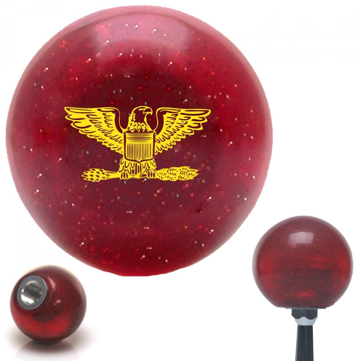 American Shifter 58168 Yellow Coast Guard Captain Eagle Red Metal Flake Shift Knob with M16 x 1.5 Insert