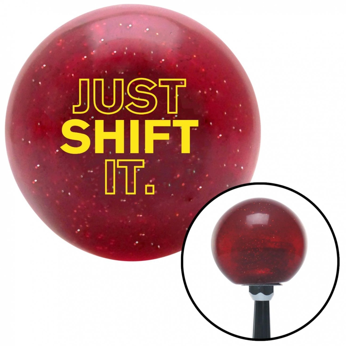 American Shifter 56242 Yellow Just Shift It. Red Metal Flake Shift Knob with M16 x 1.5 Insert Shifter Auto