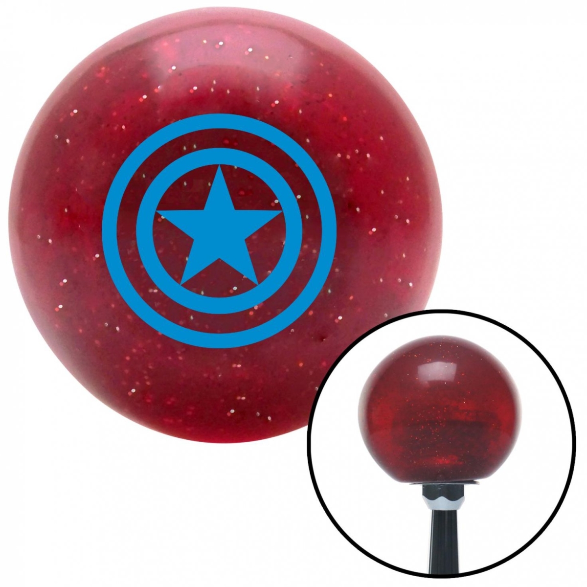American Shifter 58640 Blue Star Inside Circles Red Metal Flake Shift Knob with M16 x 1.5 Insert Shifter