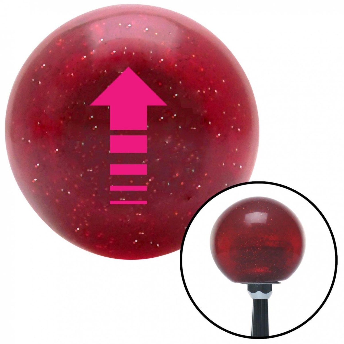 American Shifter 47725 Pink Broken Directional Arrow Up Red Metal Flake Shift Knob with M16 x 1.5 Insert