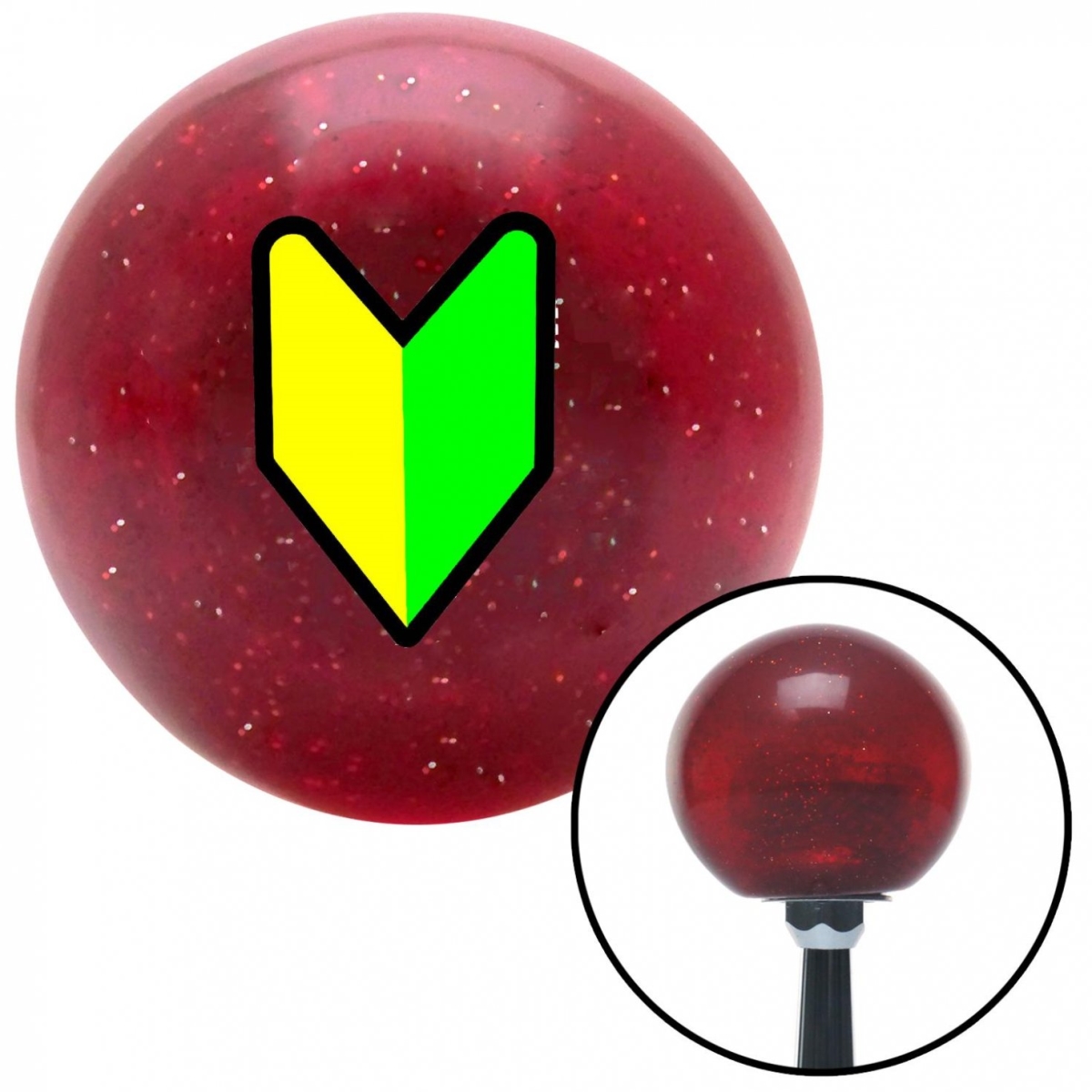 American Shifter 59791 Traditional Wakaba Leaf Red Metal Flake Shift Knob with M16 x 1.5 Insert Shifter