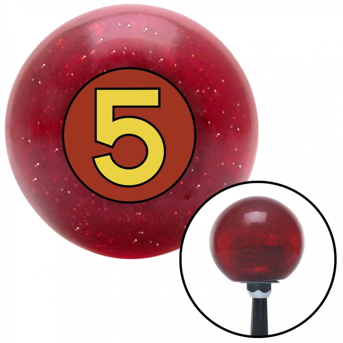 American Shifter 59794 Racer 5 Red Metal Flake Shift Knob with M16 x 1.5 Insert Shifter Auto Manual Custom