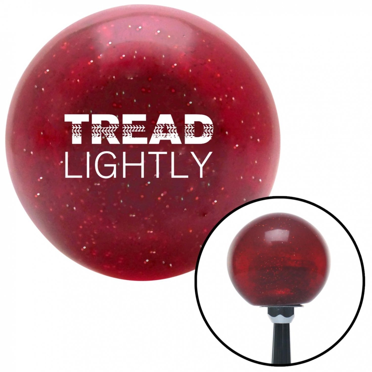 American Shifter 56364 White Tread Lightly Red Metal Flake Shift Knob with M16 x 1.5 Insert Shifter Auto