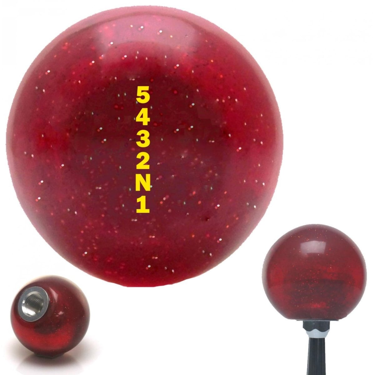 American Shifter 59968 Yellow 5432N1 Shift Pattern Red Metal Flake Shift Knob with M16 x 1.5 Insert Auto