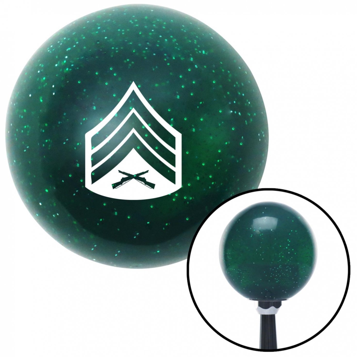 American Shifter 60205 White 04 Sergeant Green Metal Flake Shift Knob with M16 x 1.5 Insert Shifter Auto