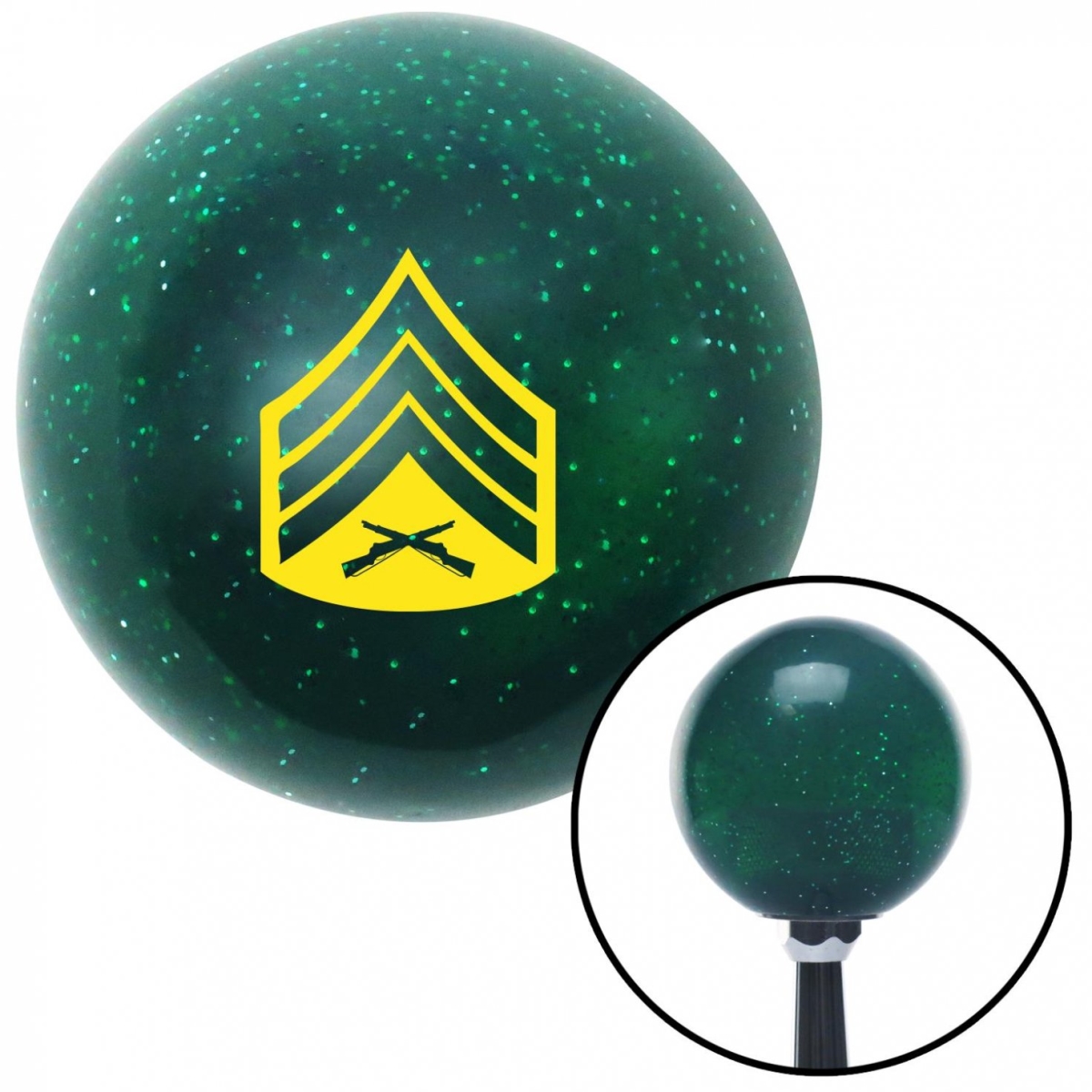 American Shifter 60206 Yellow 04 Sergeant Green Metal Flake Shift Knob with M16 x 1.5 Insert Shifter Auto