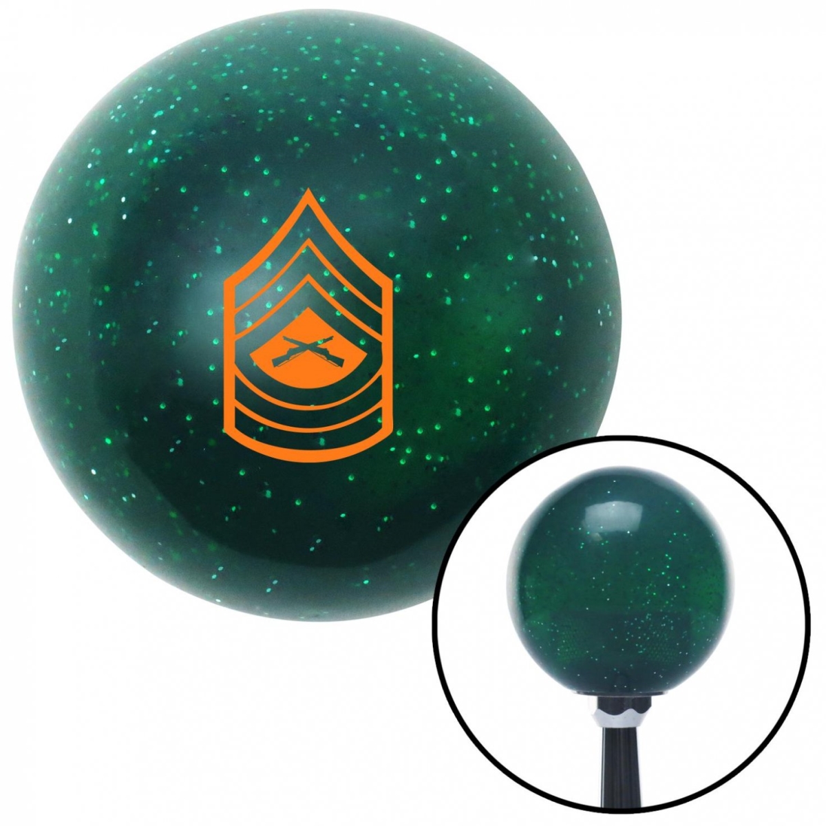 American Shifter 60229 Orange 07 Master Sergeant Green Metal Flake Shift Knob with M16 x 1.5 Insert Auto