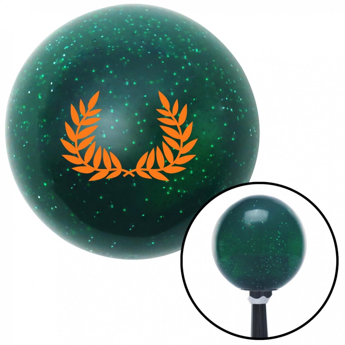 American Shifter 60314 Orange 2 Branches Pointing Up Green Metal Flake Shift Knob with M16 x 1.5 Insert