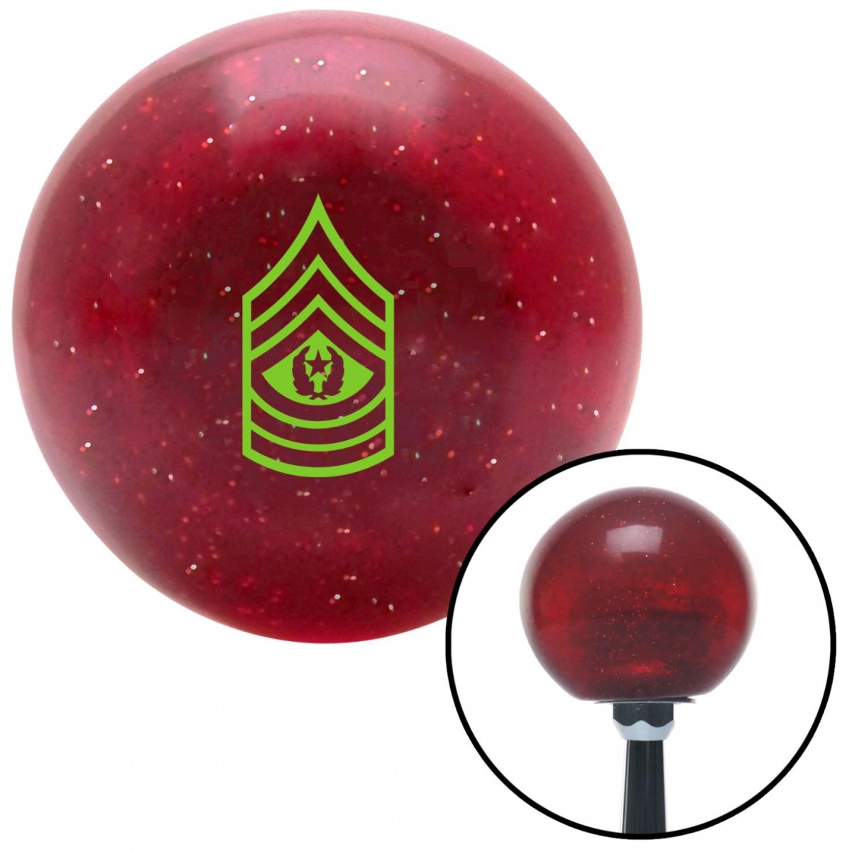 American Shifter 58035 Green Command Sergeant Major Red Metal Flake Shift Knob with M16 x 1.5 Insert Auto