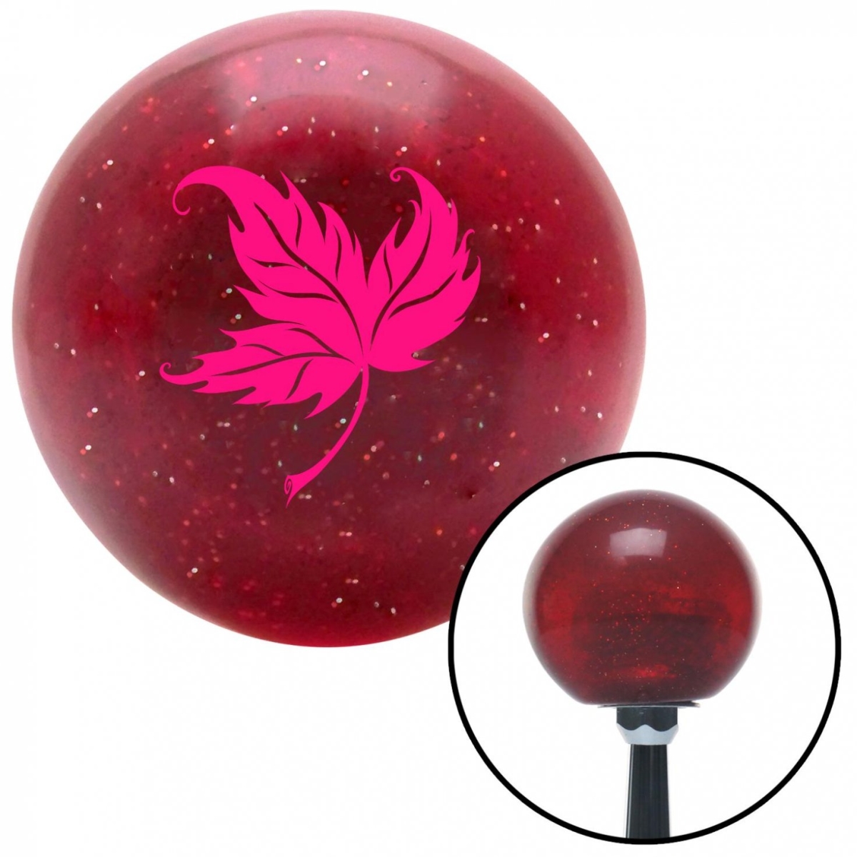 American Shifter 53983 Pink Falling Leaf Red Metal Flake Shift Knob with M16 x 1.5 Insert Shifter Auto