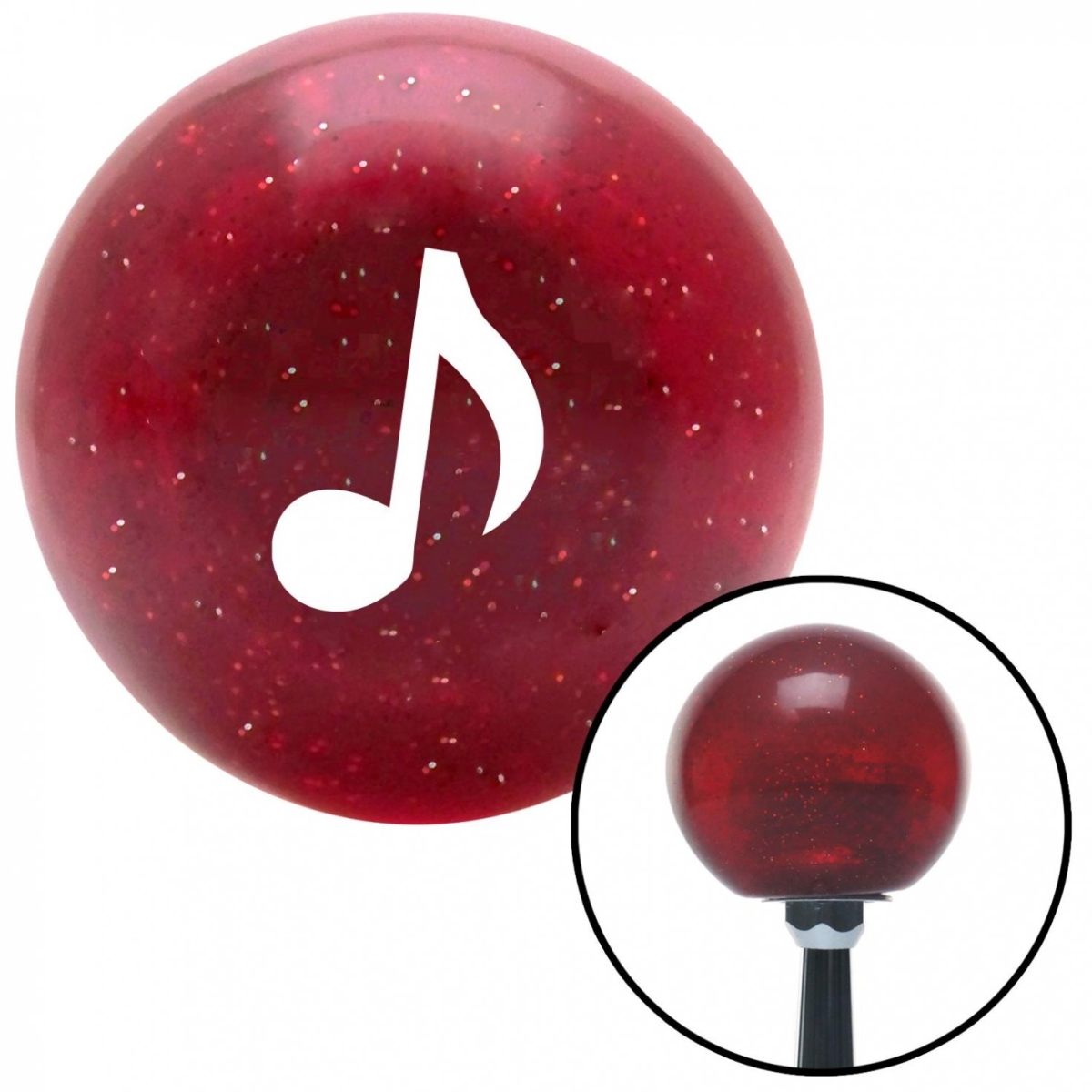 American Shifter 53854 White Music Note Red Metal Flake Shift Knob with M16 x 1.5 Insert Shifter Auto Brody