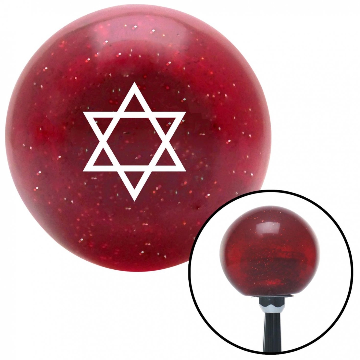 American Shifter 54740 White Star of David Red Metal Flake Shift Knob with M16 x 1.5 Insert Shifter Auto