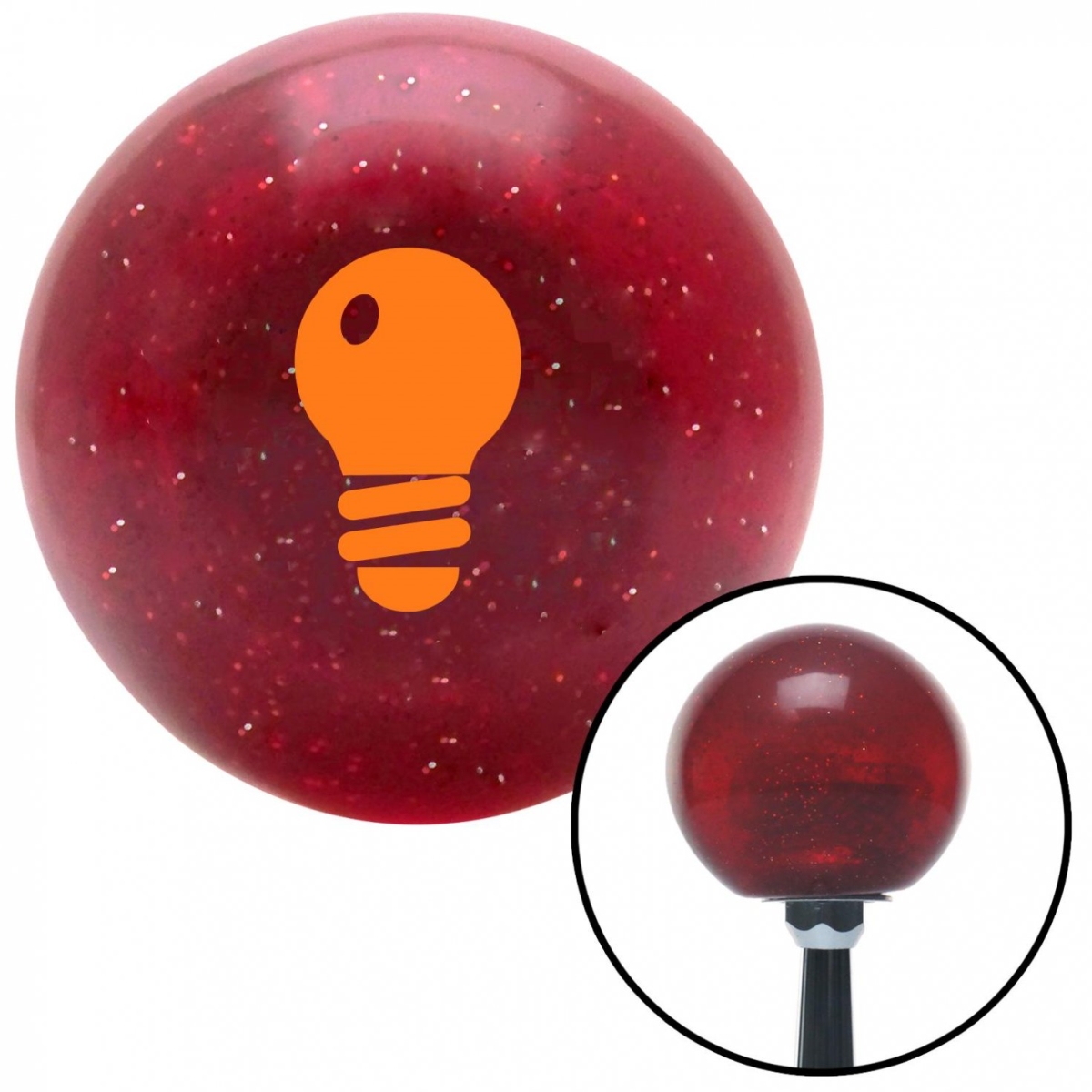 American Shifter 54801 Orange Light Bulb Red Metal Flake Shift Knob with M16 x 1.5 Insert Shifter Auto